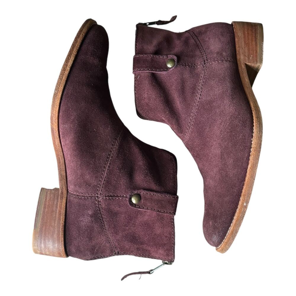 Johnston & Murphy Stephanie Maroon Suede Stitched Bootie heel zipper size 9 - Picture 5 of 15